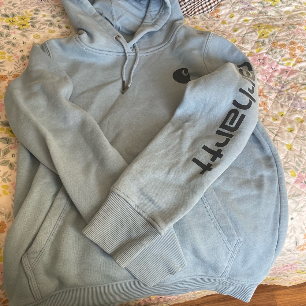 Carhartt Light Blue Hoodie with Black Logo